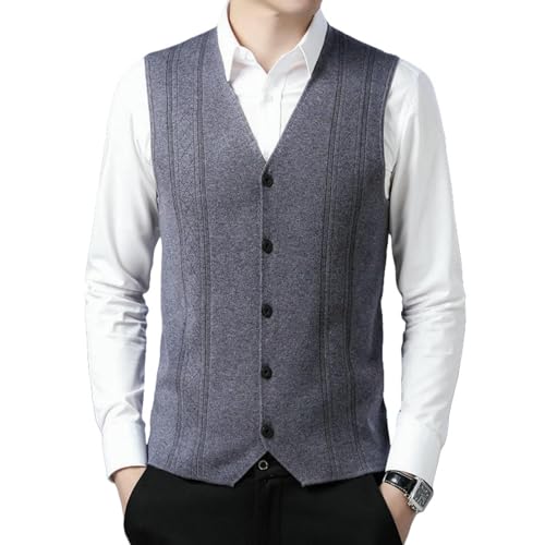 Gilet sans manches tricot jacquard homme d'âge moyen vêtement chaud hiver