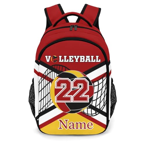 Red Gold Volleyball Shoulders Bag Backpacks Casual Daypacks for Women Men Sports Party