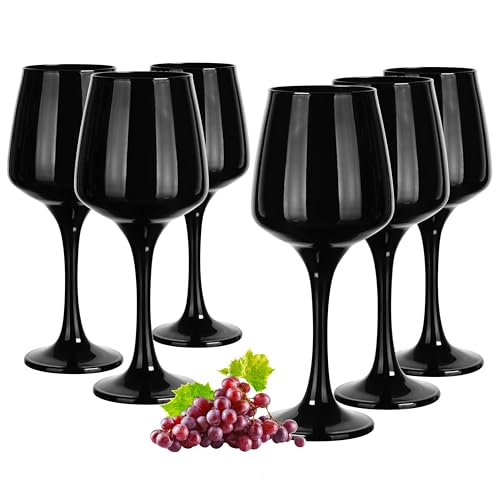 Glasmark KROSNO 1992 Juego De 6 Copas De Vino Tinto En Vidrio Resistentes Modernos Bar Restaurante 360 ml Negro Mate
