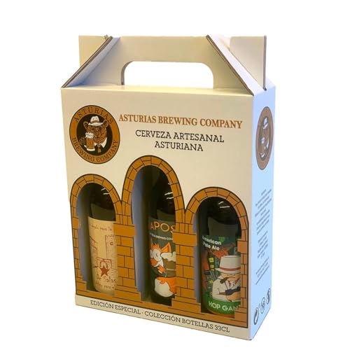 Estuche de 3 Cervezas Artesanas Asturianas – Pack Gourmet (33 cl: Blonde Ale, American Pale Ale y Brown Ale)