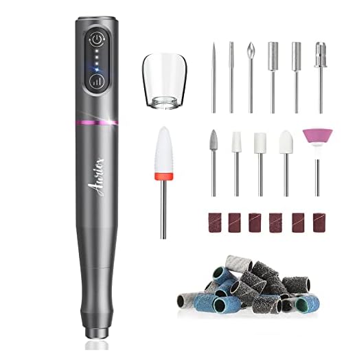 Nail Cutter for Gel Nails, Wireless, Auriox Electric Nail File Cutter for Gel Nails, USB Rechargeable, 25000 rpm, 3 Speed Levels, Adjustable, Manicure Pedicure Set, Nail Drill