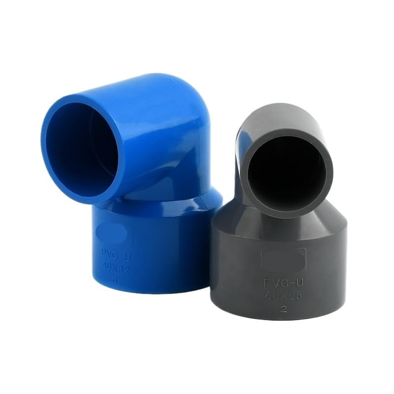 Conector de tubería de soldadura con disolvente métrico de 20,25,32,40,50,63 mm p/;vc 90°, codo reductor métrico solvente para acuario, estanque agrícola y jardín (63-25 mm, gris (2 piezas))