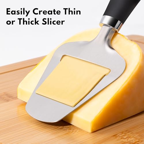 Image of Rainspire Upgraded Non-Stick Cheese Slicers for Block Cheese Multi-Functional Cheese Cutter for Mozzarella, Cheddar, Gruyere Charcuterie Accessories Dishwasher Safe Kitchen Tools, Black