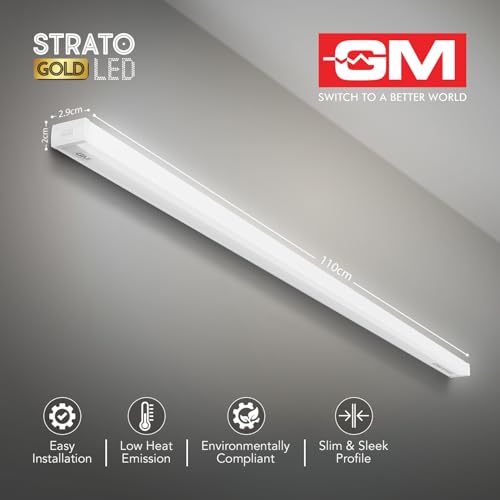 Image of GM Strato LED Batten | 20W LED Light | 2200 Lumens Bright Output | 10 Years Life | 60% Energy Saving | Glare-free Illumination | Durable Body | For Homes, Offices & Other Spaces - Pack of 10