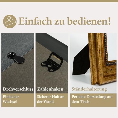 Afuly Bilderrahmen Gold 20x25 Vintage Fotorahmen mit Gold Perlen Retro Antique Rustikal Rahmen Wand Tabelle Deko Anzeigen Muttertage Geburtstag Hochzeit Geschenke für Mutter Oma Familien