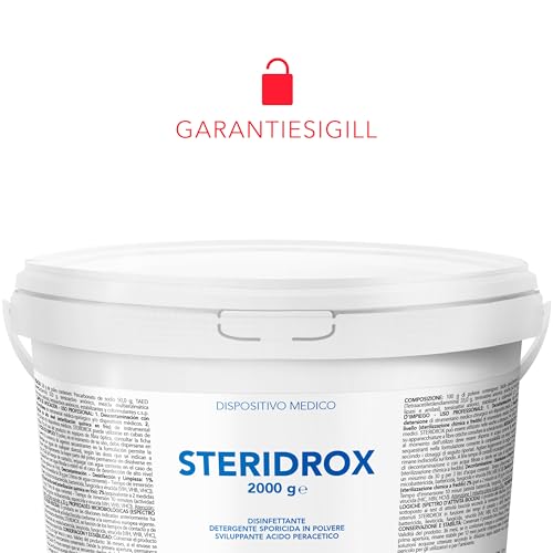 AIESI® Kaltsterilisationspulver für chirurgische Instrumente, kosmetische Geräte und medizinische Produkte, Peressigsäure (2 kg) STERIDROX, Reinigungsmittel, Dekontaminationsmittel, Made in Italy
