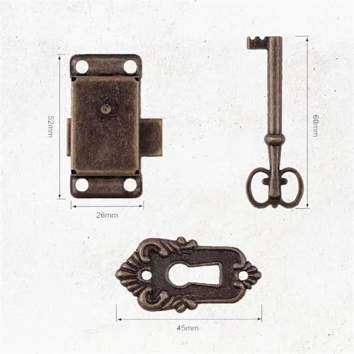 Serrure de porte de tiroir en fer antique finition quincaillerie - 4