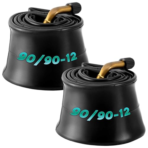 90/90-12 Inner Tube with Bent Valve for Scooter 90 90 12 Tube for Tire Thickened Design, Butyl Rubber(2pcs)