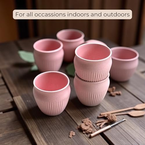 Image of Happy Cove Eco Friendly Cup Set of 6 for Tea | Biocomposite Rice Husk & Bamboo Fibre | 225ml Unbreakable Chai Cups | Microwave Safe Tea Kulhad | Hot & Cold Coffee Mug, Milk & Tea Cup Set