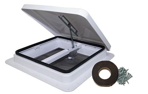 classAcustoms 81111-1GPS | 14 RV Roof Vent | 1 Garnish Ring | Non Powered | White Lid | Manual Crank | for RVs | Cargo Trailer | Camper and Motorhome (1 Garnish Butyl Tape/Screws)
