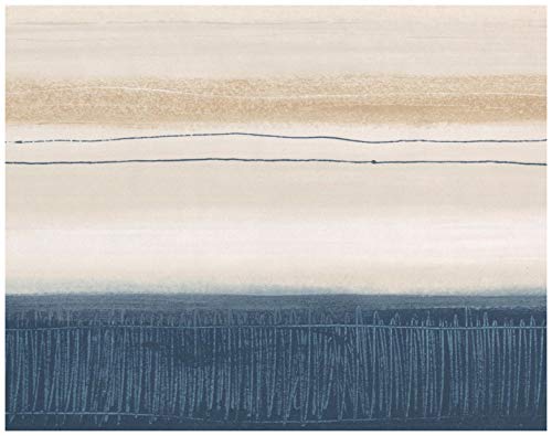 Prepasted Wallpaper Border - Abstract Modern Art Navy Blue Beige Off-White Wall Border