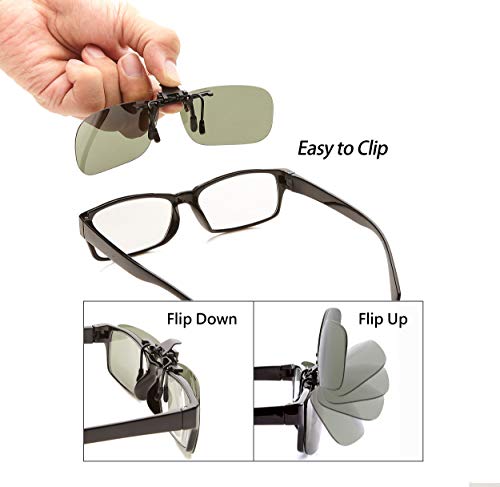 Image of POLARS DESIGN Clip On Flip Up Polarized Len Sunglasses Over Prescription Myopia Eyeglasses