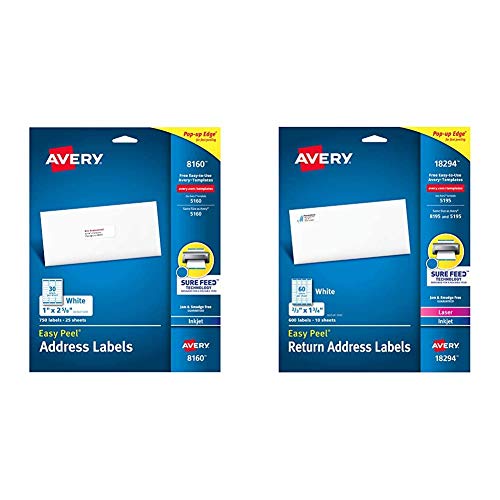 Avery Address Labels with Sure Feed for Inkjet Printers & Return Address Labels with Sure Feed for Laser & Inkjet Printers, 2/3