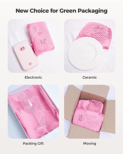 Munbyn Honeycomb Packing Paper, 15 Inches X 120 Feet Eco Friendly And Recyclable Cushion Material, Moving Shipping Supplies With 16 Fragile Sticker Labels And 100 Feet Jute Wine(Pink) #TOP6