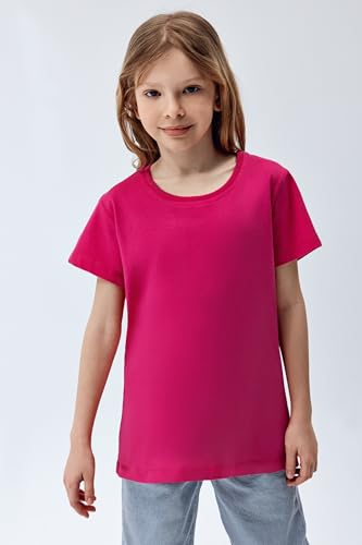 Brix Girls Shirts 5 Pack - Short Sleeve Tees for Girls T-Shirts 100% Cotton Tagless Kids Fashion Summer Tops.2
