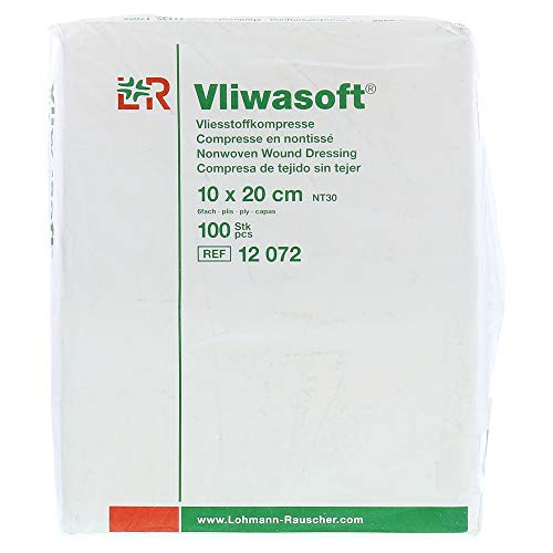 Vliwasoft 12070 - Assorbenti non sterili, 4 strati, 10 cm x 20 cm (confezione da 100 pezzi)