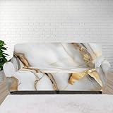 Wanzuoeng Marble Print Sofa Cover for 4 Seater, Stretchy Couch Sofa Slipcover Wear-Resistant Couch Cover Blanket, Soft Comfy Furniture Covers for Sofa