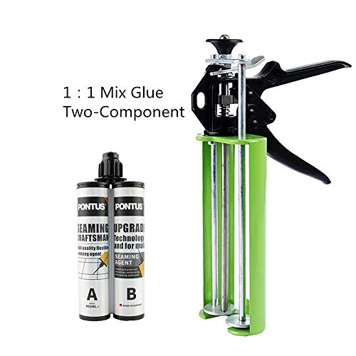 Epoxy Gun 400 mL/13.5 fl oz (1:1 Mix Ratio) Dual Component Adhesive Cartridge Applicator Manual, Panel Bond Gun (Prairie Green)