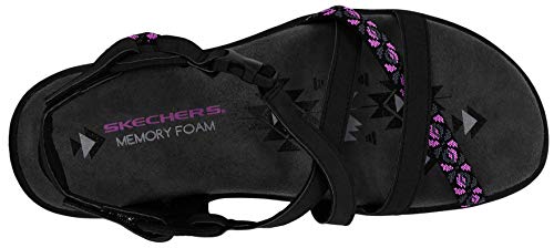 Skechers Reggae Slim - Vacay, Girl's Reggae Slim - Vacay Sandals, Black Pink, 11 US