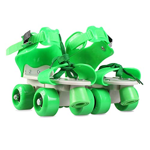 ZCRFY Patins à roulettes Patins Double Rangée Ajustables Enfants 4 Roues Débutants Garçons Enfants Filles Intérieur Et Extérieur Rollers Quad en Ligne,Green-(26-36) Code