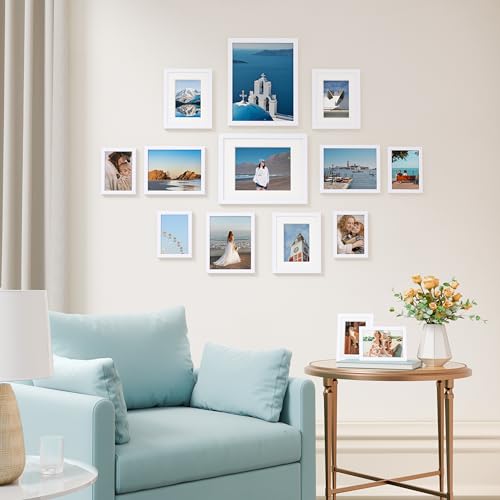 Image of Vittanly 14 Pack Picture Frames Collage Wall Decor, Gallery Wall Frame Set with 2Pcs 11x14, 6Pcs 8x10 and 6Pcs 5x7 Photo Frames, Picture Frame Set for Wall Collage or Tabletop Display, White
