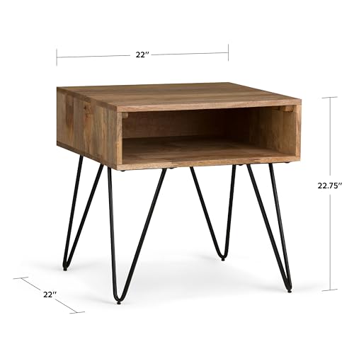 Image of SIMPLIHOME Hunter 22 inch Wide Solid Wood Square End Table in Natural