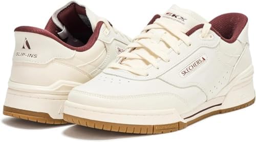 Skechers Wide Fit Men's Slip-Ins Recoil Sneaker Shoe 254200 Natural/Burgundy US Size 10.