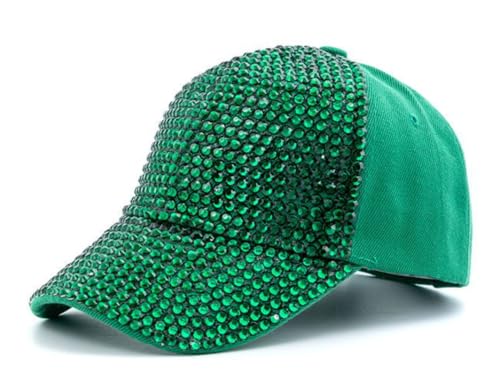 Womens Rhinestone Baseball Cap Hat Y2k Trucker Hats Visors Trendy UV Protection Summer Beach Sun Hat Outdoor Sun Caps 2026 Green