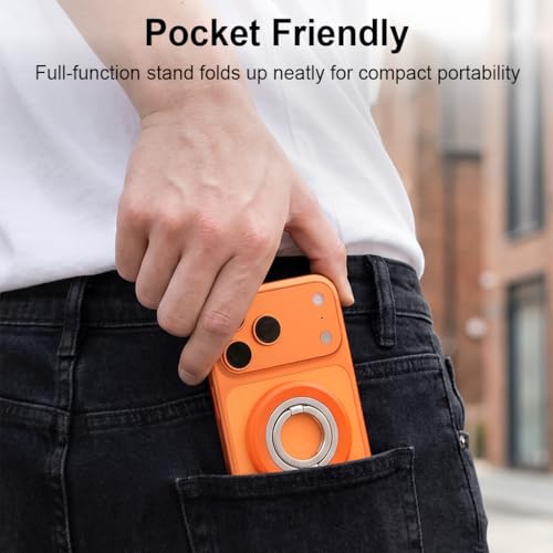 Image of ZORBES 1Pcs Magnetic Phone Ring Stand Support, 360 Degree Swivel Folding Phone Ring Grip Fidget Toy for Stress Relief, Aluminum Alloy Finger Holder Stand Phone Holder Grip