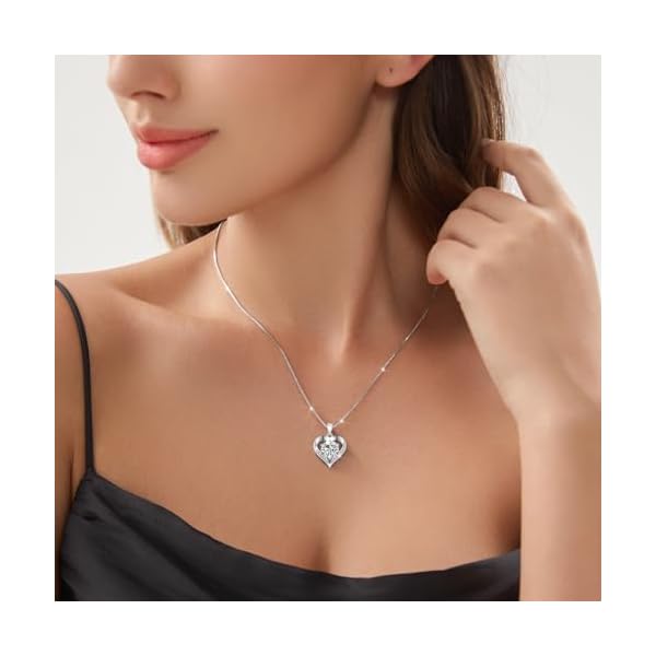 Moissanite Necklace for Women, 1-3 Carat Heart Necklace Engraved with 'I LOVE YOU', Birthday Gift for Wife, Anniversary Present for Wife Women, Jewelry Gifts for Christmas Valentine's Day - Image 3