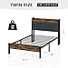 Twin Size Bed Frame with Wood Storage Headboard and USB Charging Station, Smart LED Lights, Metal Platform Bed Frames Easy Assembly, Noise Free, No Box Spring Needed