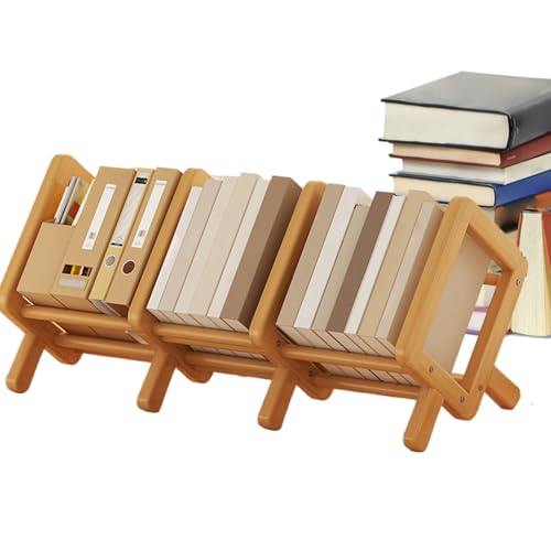 Estantería de mesa extensible con estantes ajustables de madera para hogar 2