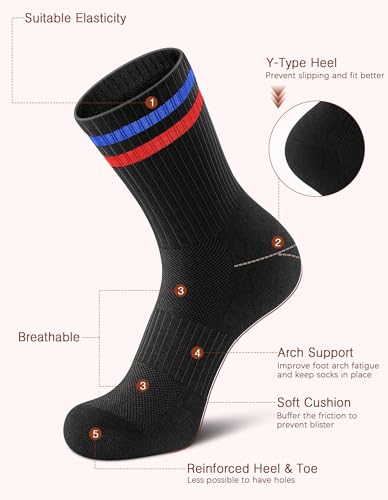 Image of Airacker Athletic Socks Sport Running Calf Socks Performance Cushioned Breathable Crew Socks for Men Women(6 Pairs)