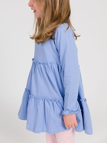 Image of RuffleButts Baby /Toddler Girls Long Sleeve High Low Flowy Ruffle Tunic Top