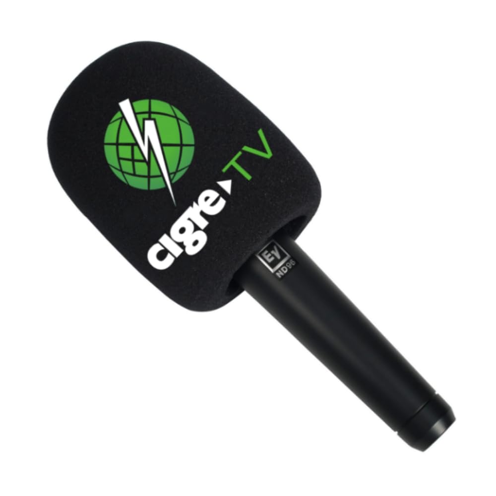 Confezione da 2 protezioni antivento per microfoni personalizzate, con logo personalizzato per microfono a mano, copertura in schiuma, con logo stampato per interviste TV, trasmissioni, stazioni radio