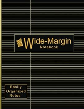 Paperback Wide Margin Notebook: Narrow Line Spacing with 2 columns, Basic Black with Glittery gold for students and professionals, for home and on the go Book