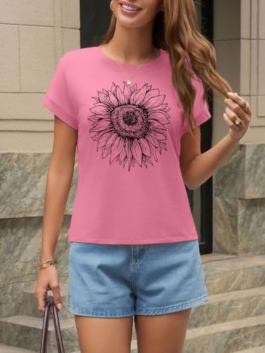 Image of UNCLECAT Womens Crop Tops Loose Fit Cap Short Sleeve Summer Tee | Crew Neck, Solid Color, Graphic, Casual, Going Out, Trendy Outfits, Fashion Clothes, Daily Wear, Work, Vacation