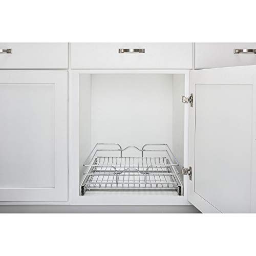 Rev-A-Shelf 5Wb1-1820Cr-1 18 X 20 Inch Wire Pull Out Storage Shelf Drawer Basket With 100 Pound Capacity For Kitchen Base Cabinet Organization, Chrome #TOP1