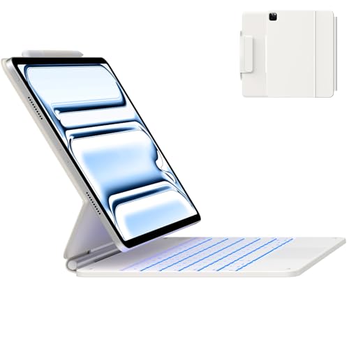 Image of typecase Keyboard Case for iPad Pro 13-inch (M5 2025 / M4 2024), Magic Keyboard with 11 Colors Backlight, Keyboard Case with Pencil Holder, Multi-Touch Trackpad, Easy-Set Magnetic Stand, White