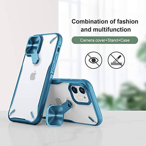 Nillkin Designed For Iphone 12 Mini Case - Camshield Cyclops Case With Kickstand And Camera Cover, Military Grade Shockproof Armor Case 5.4 Inch, Blue #TOP1