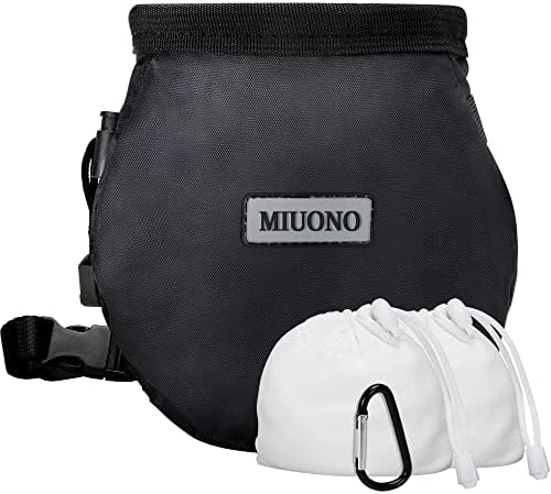 MIUONO Chalk Bag with 2 Chalk Balls, Belt, Carabiner Clip, Brush Loop and Zippered Pocket for Climbing, Bouldering, Gymnastics, Cross Fit and Lifting