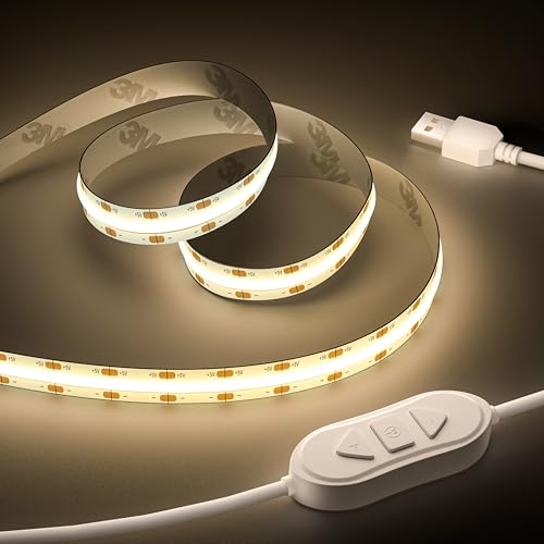 OULARA USB COB Ledstrip, 5 V, Natuurlijk Wit, 4000 K, 3 M, Dimbaar, 960 Leds, Flexibel Met Geheugenfunctie Voor TV-Achtergrondverlichting, Slaapkamer, Spiegel