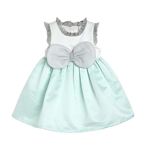 Image of miniklub Baby Round Neck Sleeveless Woven Cotton Dress (Blue Color)