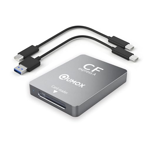 QUMOX Lector De Tarjetas CFexpress Tipo A con USB 3.1 (Gen 2) De 10 Gbps, Adaptador USB C A USB A CFexpress, Compatible con Windows/Mac/Linux/Android, iPhone 16/15, Portátiles, Tabletas Y Smartphones