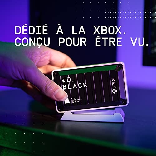 WD_BLACK D30 SSD pour Xbox 500 Go, Game Drive SSD, Disque SSD externe, des vitesses allant jusqu'à 900 Mo/s, Portable SSD, Compatible avec Xbox Series X|S pour la vitesse et le stockage,