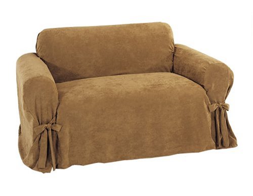 Classic SlipcoversHeavy Microsuede Loveseat Slipcover, Cappuccino