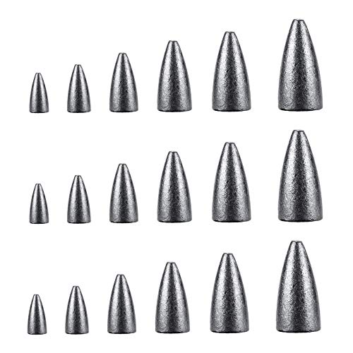 50Pcs Fishing Weights Sinkers Bullet Lead Weights Fishing Gear Accessories Bullet Weights for Fishing (Bullet Weights 50Pcs)