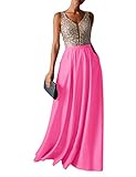 Schlicht und elegant:Bodenlang, elegante Satin, A-Linie,Rückenfrei, mit Perlen verziert.