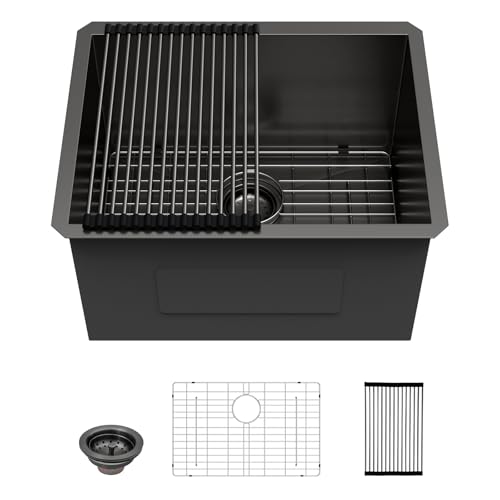 Lordear 23in Black Stainless Laundry Sink, 16ga Undermount
