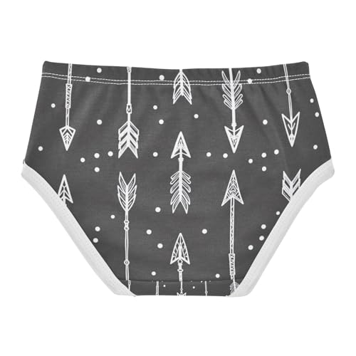 White Arrows Dark Grey Toddler Girl Undies, Girls' Cotton Brief Underwear, 2T–8 Years2